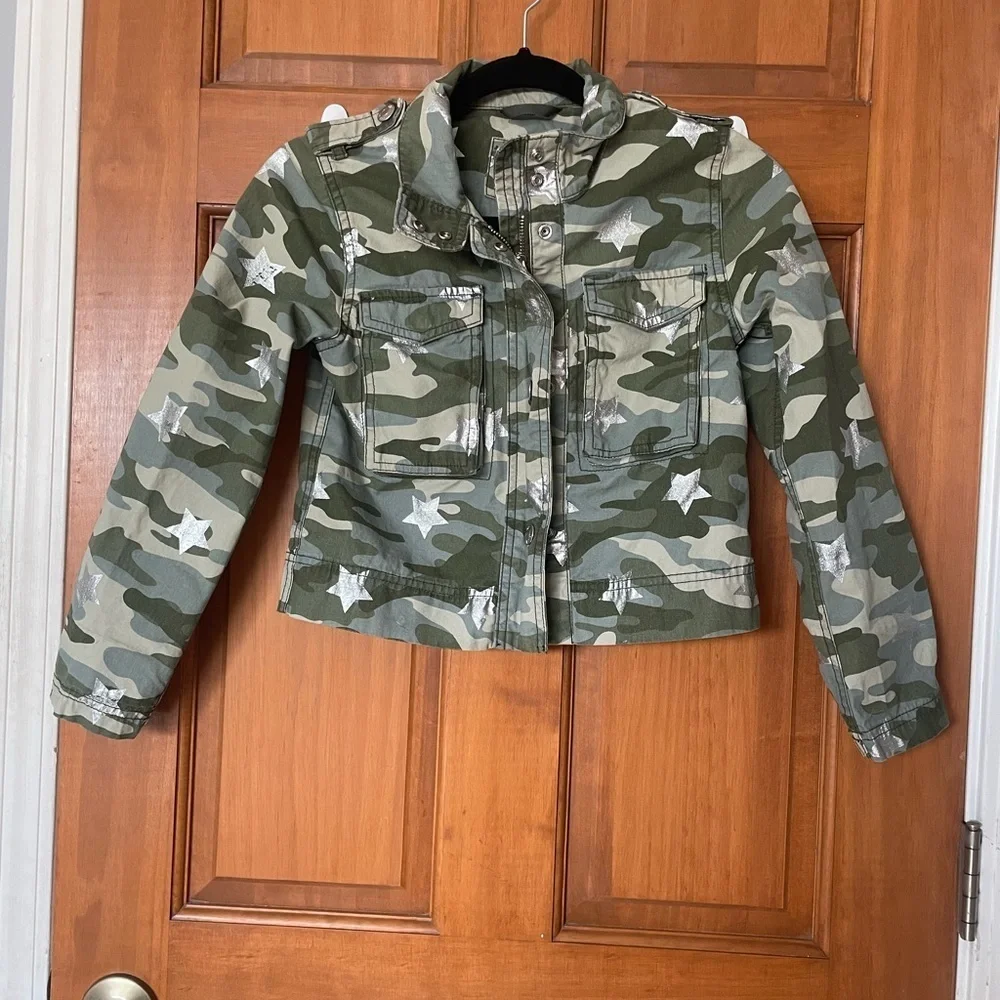 GAP Kids Green Camouflage Jacket with Star Accents